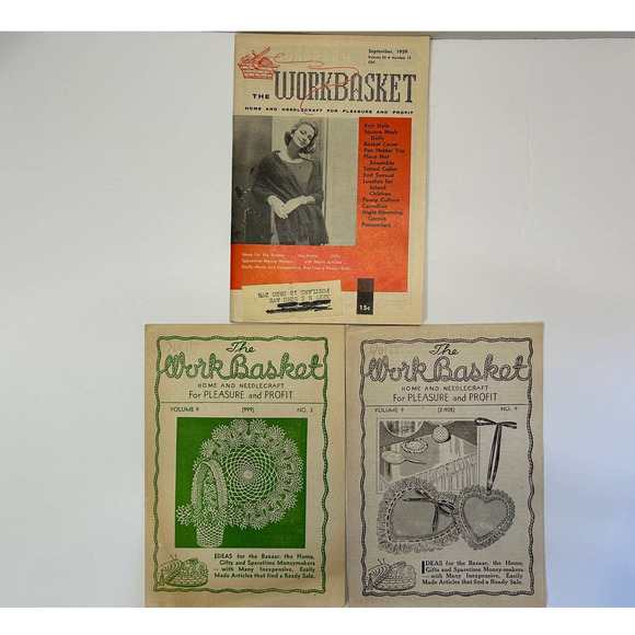 Vintage Needlecraft Ephemera "Work Basket" Booklets With Advertising Lot of 11 - Picture 6 of 12